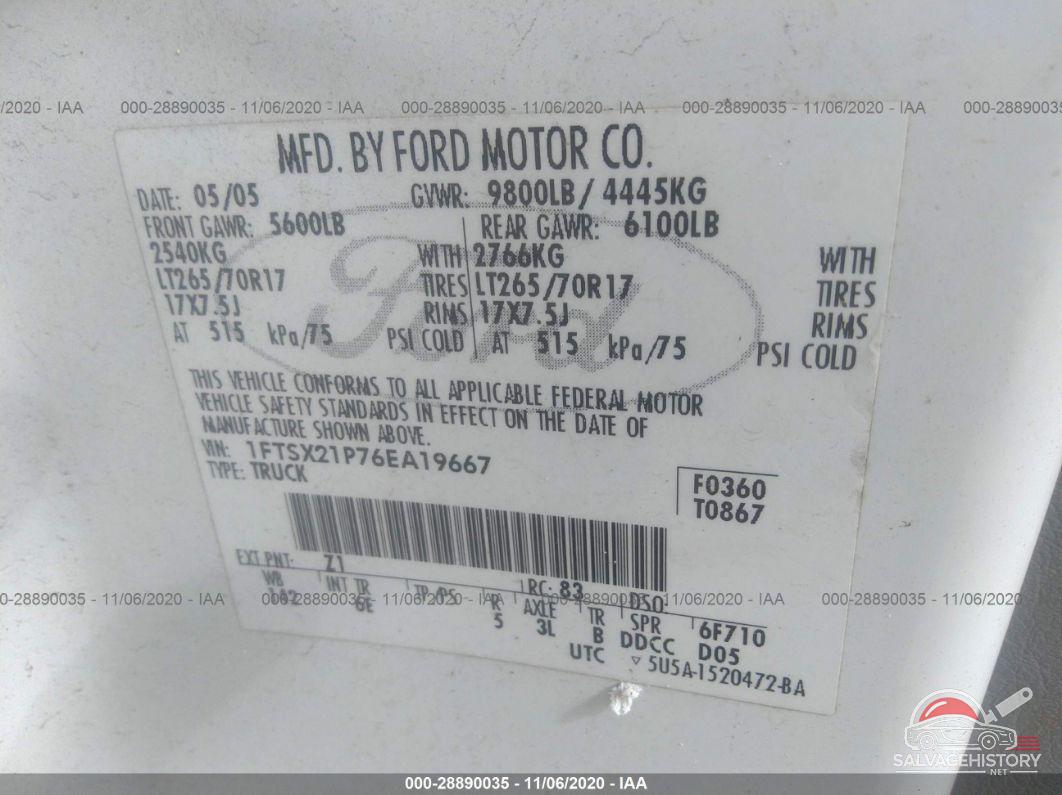 1FTSX21P76EA19667 2006 FORD SUPER DUTY F-250 photo no. 9