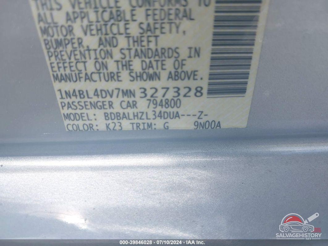 1N4BL4DV7MN327328 2021 NISSAN ALTIMA photo no. 9