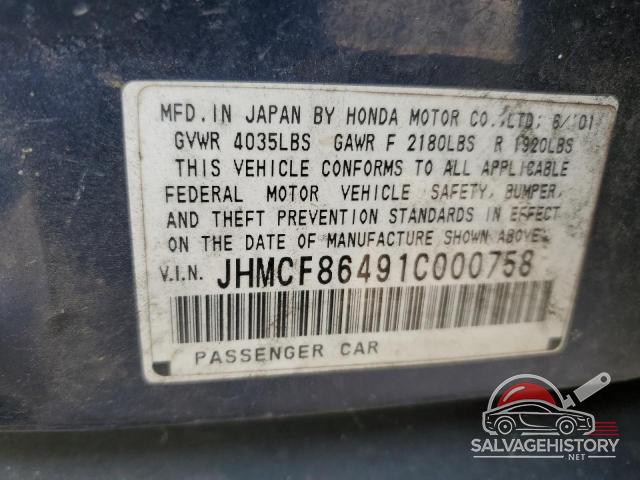 JHMCF86491C000758 2001 HONDA ACCORD photo no. 12