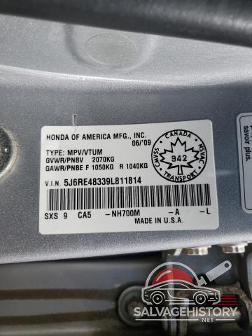 5J6RE48339L811814 2009 HONDA CRV photo no. 13