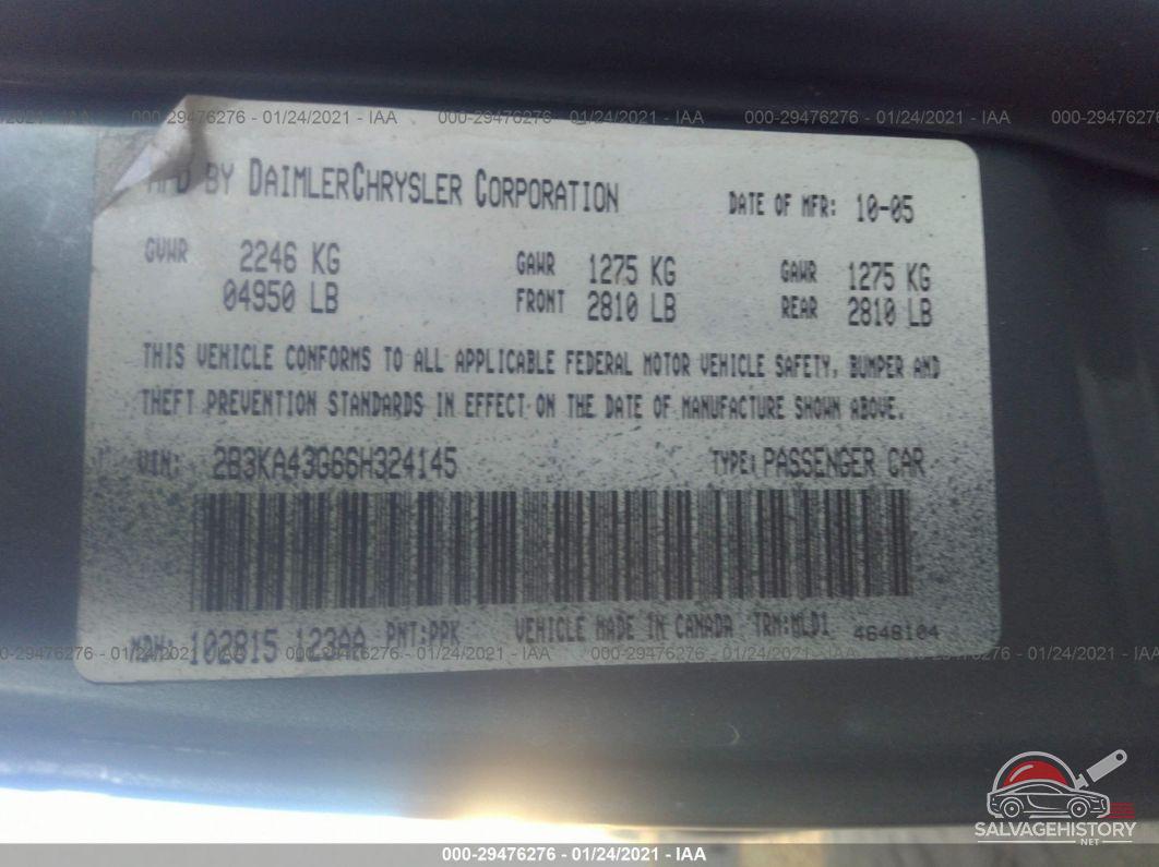 2B3KA43G66H324145 2006 DODGE CHARGER photo no. 9
