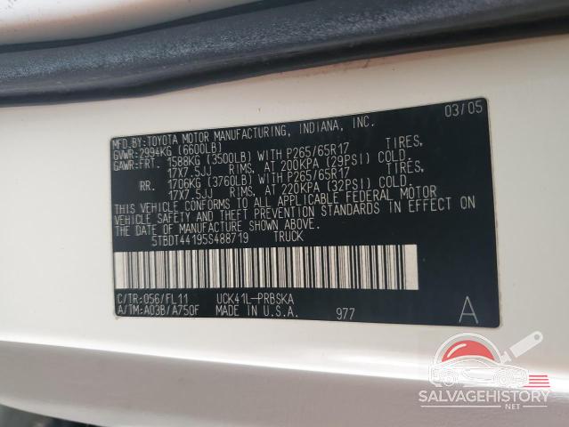 5TBDT44195S488719 2005 TOYOTA TUNDRA photo no. 12