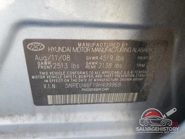 5NPEU46F19H499968 2009 HYUNDAI SONATA photo no. 12