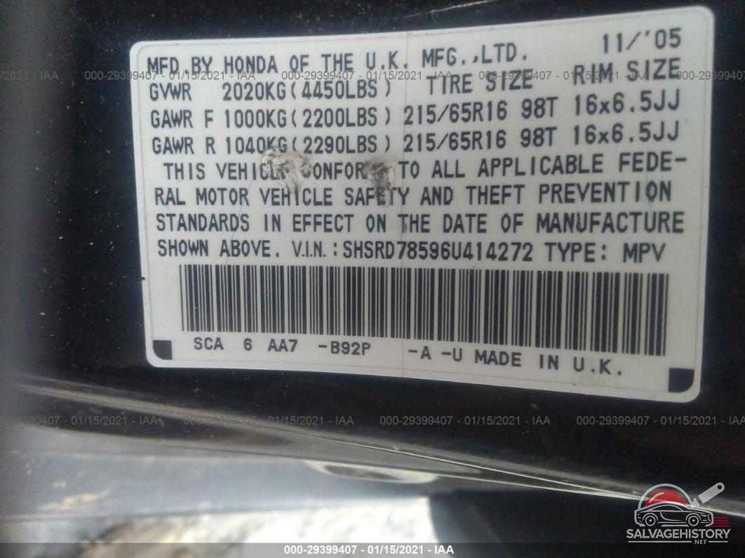 SHSRD78596U414272 2006 HONDA CR-V photo no. 9