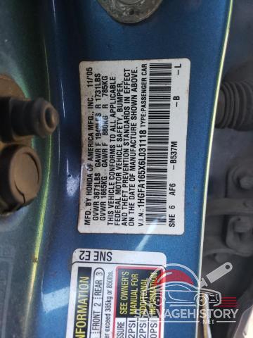 1HGFA165X6L031118 2006 HONDA CIVIC photo no. 12