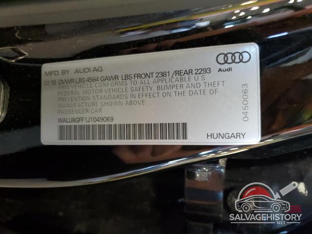 WAUJ8GFF1J1049069 2018 AUDI A3 photo no. 13