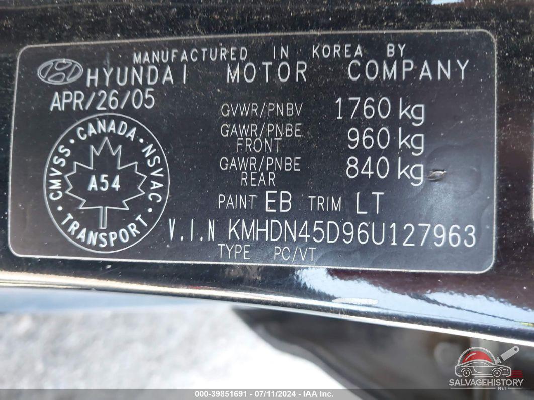 KMHDN45D96U127963 2006 HYUNDAI ELANTRA photo no. 9