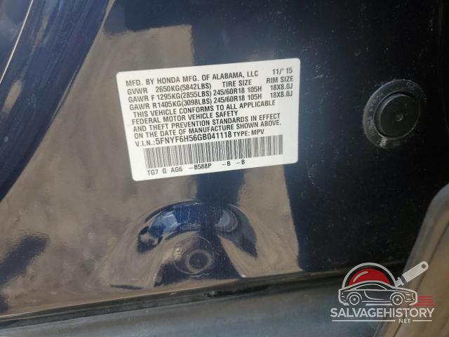 5FNYF6H56GB041118 2016 HONDA PILOT photo no. 12