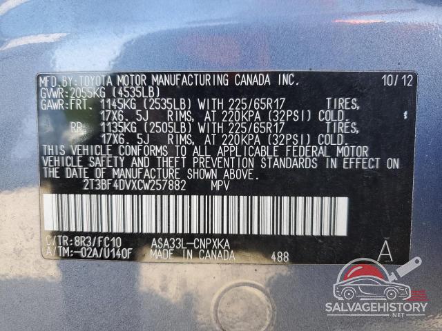 2T3BF4DVXCW257882 2012 TOYOTA RAV4 photo no. 13