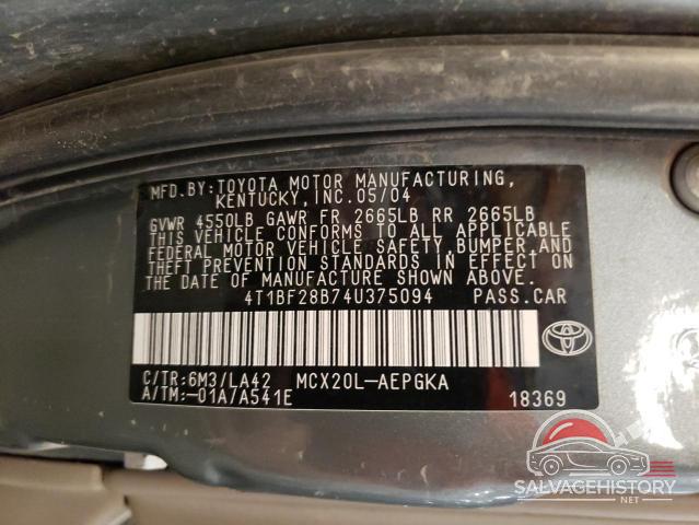 4T1BF28B74U375094 2004 TOYOTA AVALON photo no. 12