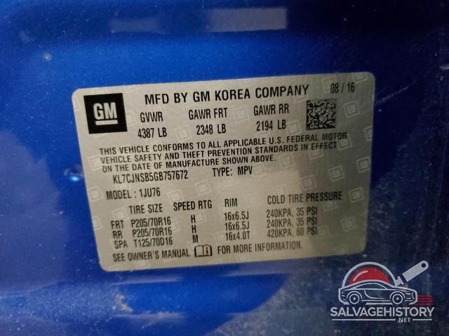 KL7CJNSB5GB757672 2016 CHEVROLET TRAX photo no. 13