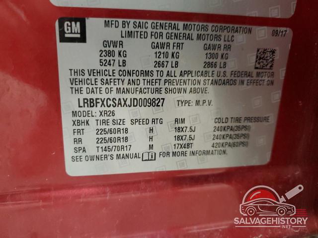 LRBFXCSAXJD009827 2018 BUICK ENVISION photo no. 14