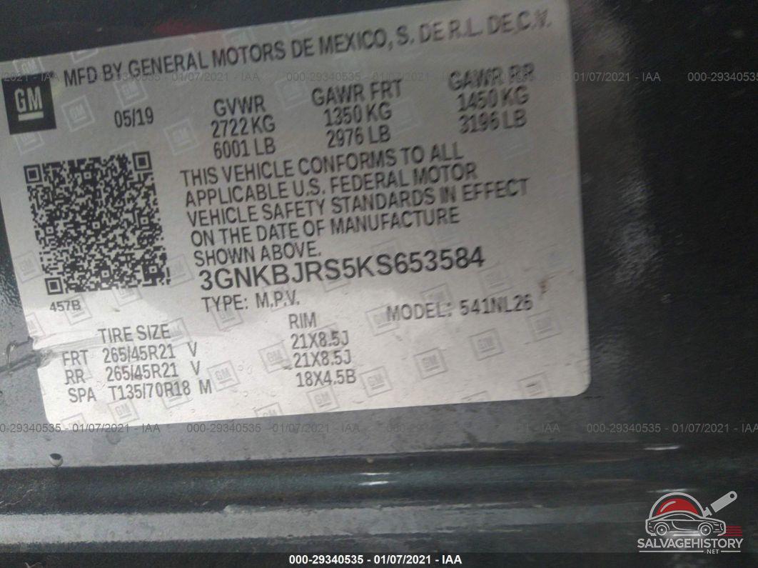 3GNKBJRS5KS653584 2019 CHEVROLET BLAZER photo no. 9