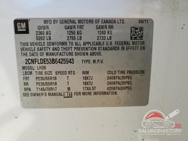 2CNFLDE53B6425943 2011 CHEVROLET EQUINOX photo no. 13