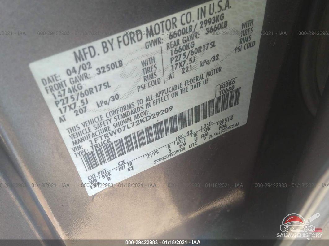 1FTRW07L72KD29209 2002 FORD F-150 photo no. 9