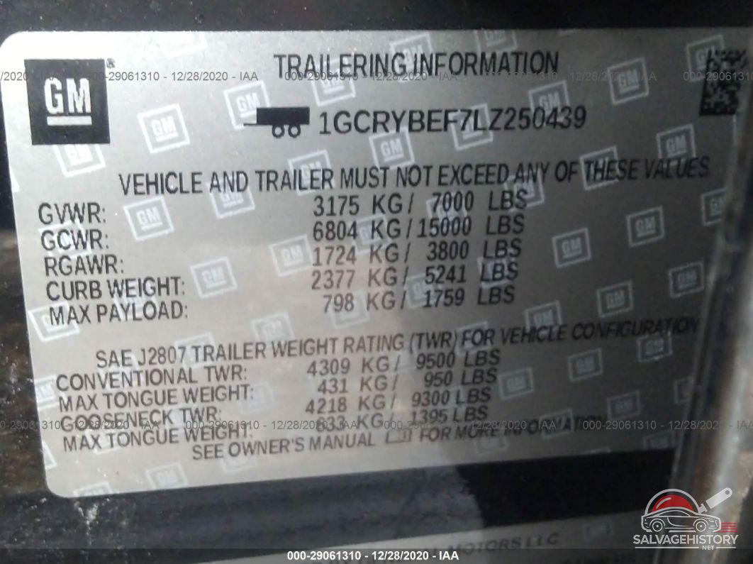 1GCRYBEF7LZ250439 2020 CHEVROLET SILVERADO 1500 photo no. 9