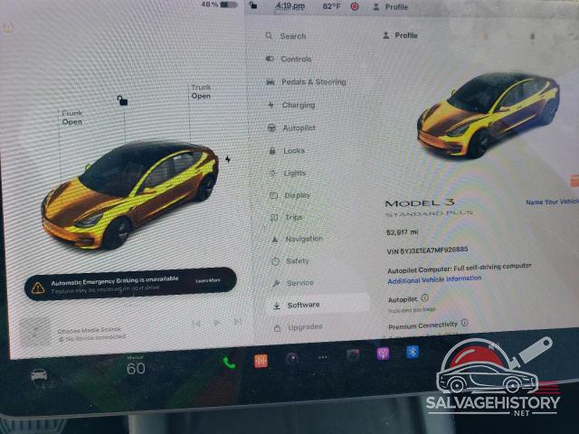5YJ3E1EA7MF928885 2021 TESLA MODEL 3 photo no. 9