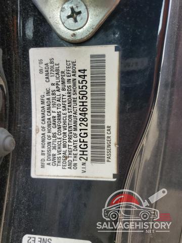 2HGFG12846H505544 2006 HONDA CIVIC photo no. 12