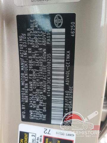 4T4BF3EK1AR008235 2010 TOYOTA CAMRY photo no. 12