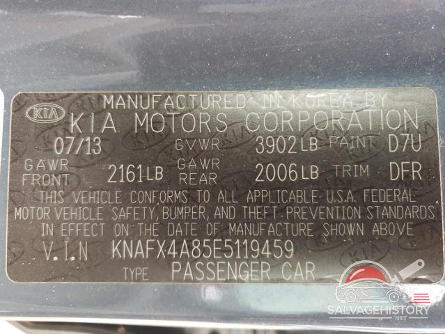 KNAFX4A85E5119459 2014 KIA FORTE photo no. 12