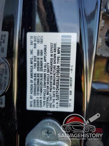 5J6TF2H5XAL010634 2010 HONDA ACCORD photo no. 12