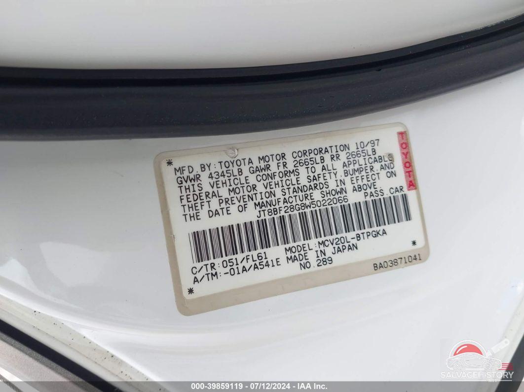 JT8BF28G8W5022066 1998 LEXUS ES 300 photo no. 9