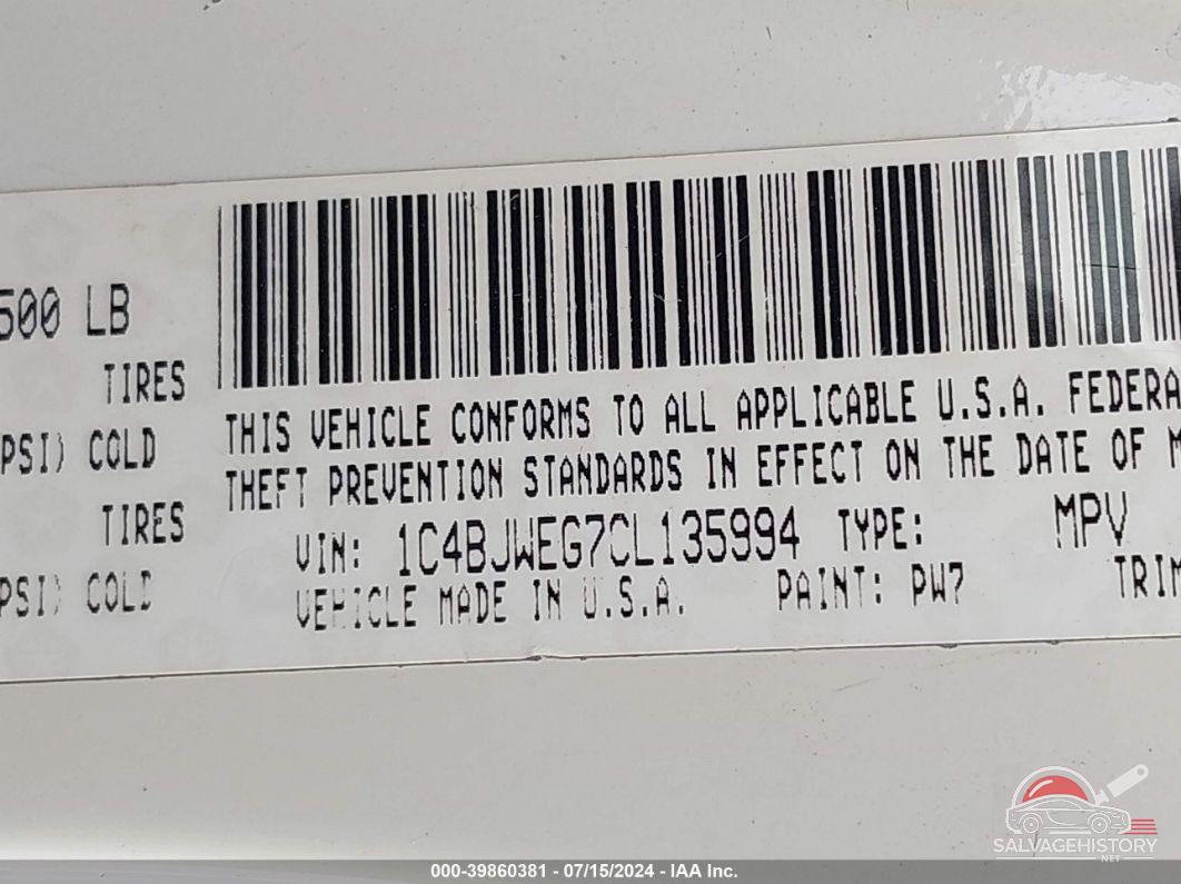 1C4BJWEG7CL135994 2012 JEEP WRANGLER UNLIMITED photo no. 9