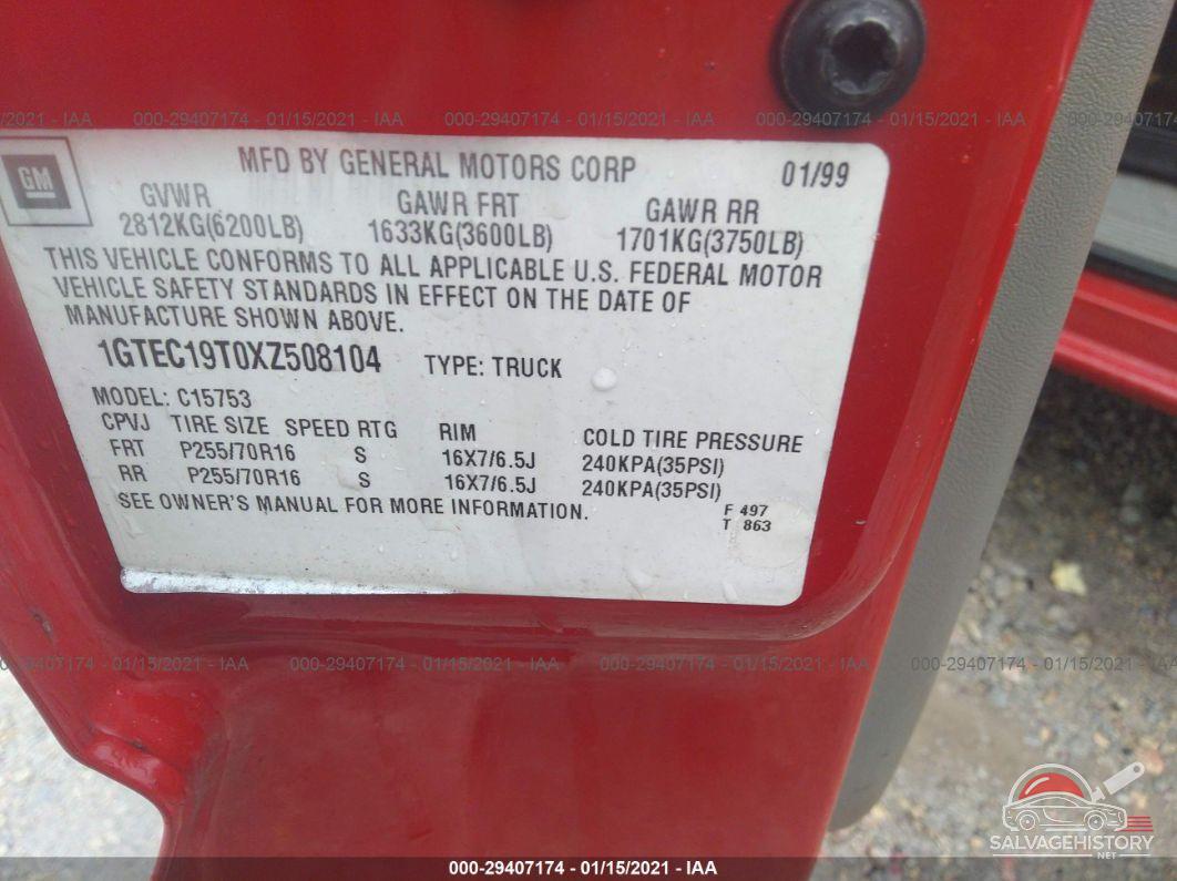 1GTEC19T0XZ508104 1999 GMC NEW SIERRA 1500 photo no. 9
