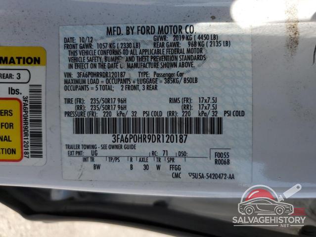 3FA6P0HR9DR120187 2013 FORD FUSION photo no. 12
