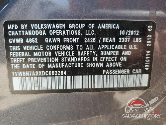 1VWBN7A3XDC052264 2013 VOLKSWAGEN PASSAT photo no. 12