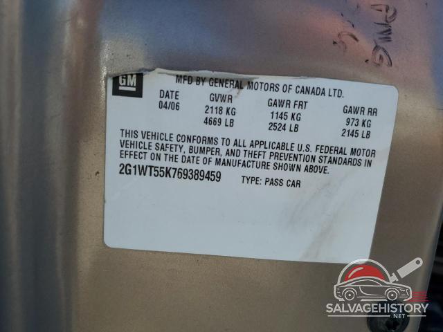 2G1WT55K769389459 2006 CHEVROLET IMPALA LT photo no. 12