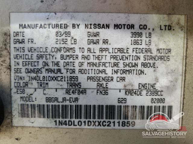 1N4DL01DXXC211859 1999 NISSAN ALTIMA photo no. 13