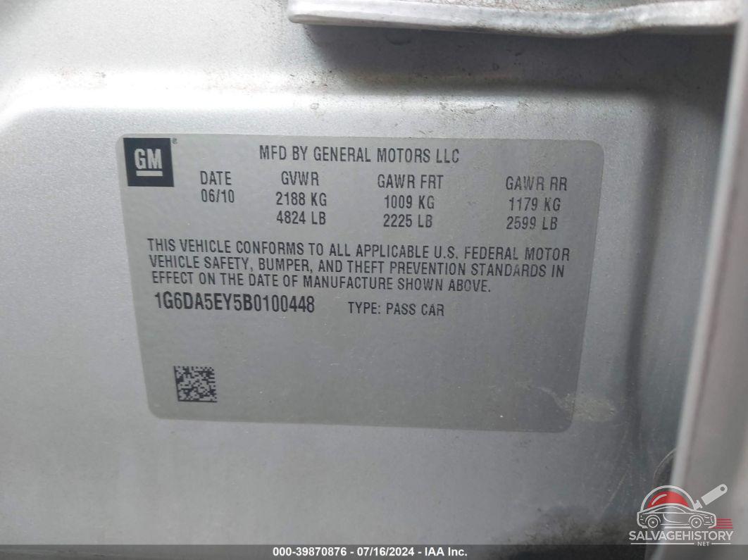 1G6DA5EY5B0100448 2011 CADILLAC CTS photo no. 9