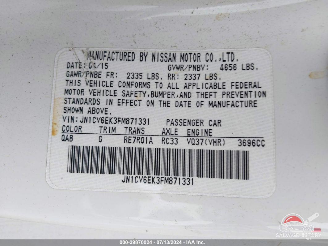 JN1CV6EK3FM871331 2015 INFINITI Q60 photo no. 9