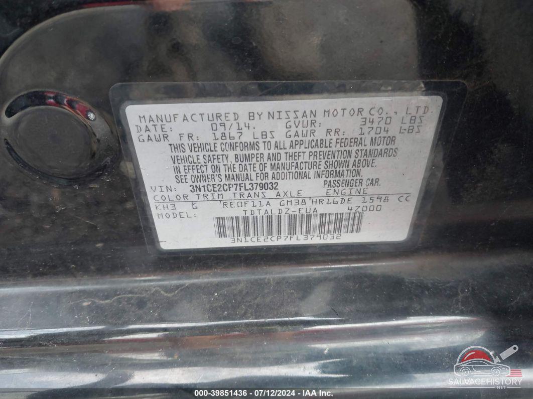3N1CE2CP7FL379032 2015 NISSAN VERSA NOTE photo no. 9