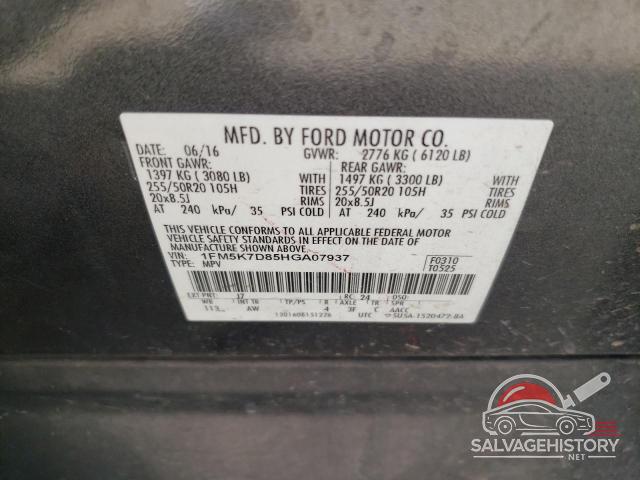 1FM5K7D85HGA07937 2017 FORD EXPLORER photo no. 13