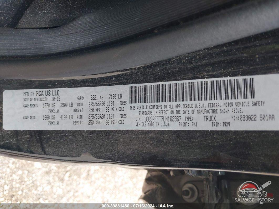 1C6SRFFT7LN162967 2020 RAM 1500 photo no. 9