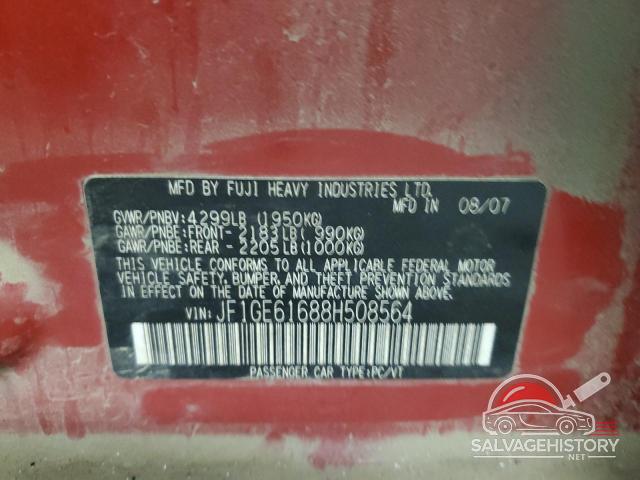 JF1GE61688H508564 2008 SUBARU IMPREZA photo no. 13