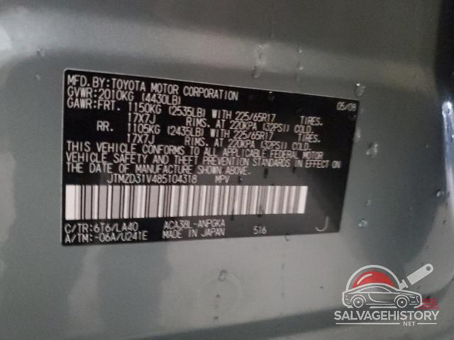 JTMZD31V485104318 2008 TOYOTA RAV4 photo no. 13