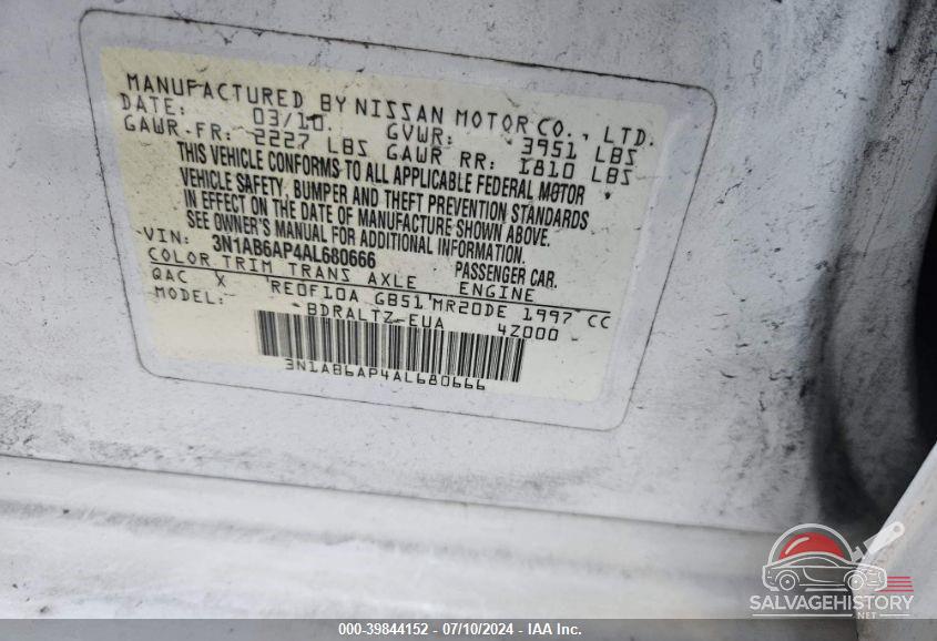 3N1AB6AP4AL680666 2010 NISSAN SENTRA photo no. 9