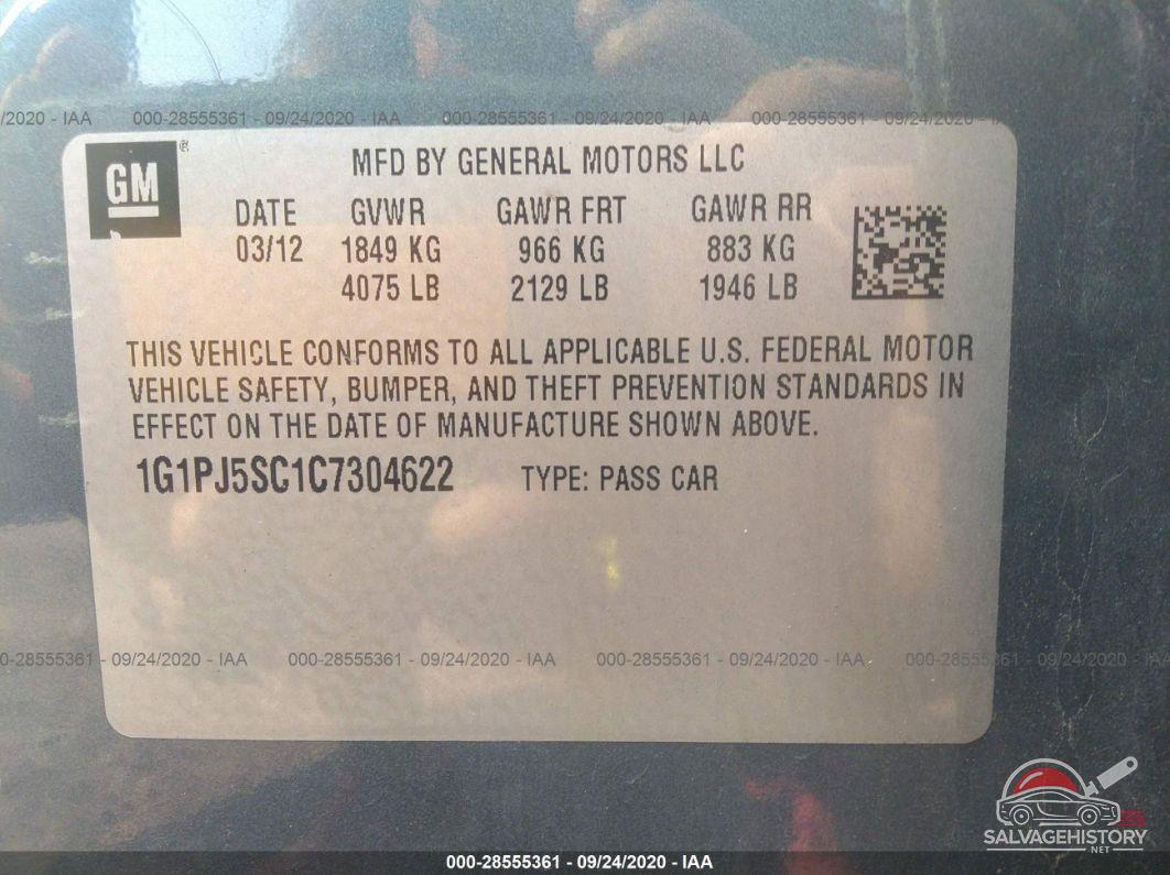 1G1PJ5SC1C7304622 2012 CHEVROLET CRUZE photo no. 9