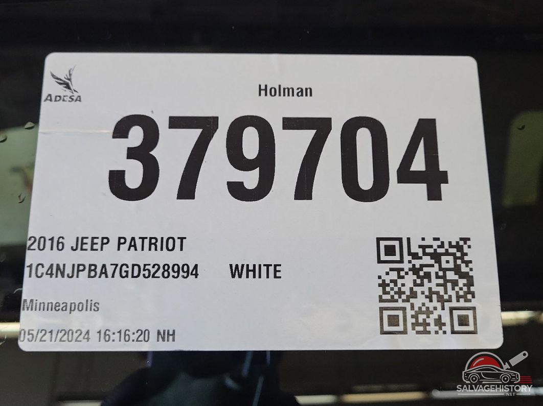 1C4NJPBA7GD528994 2016 JEEP PATRIOT photo no. 2