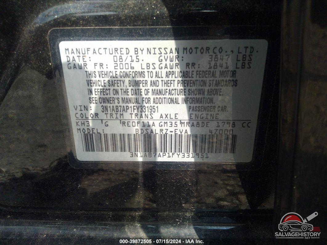 3N1AB7AP1FY331951 2015 NISSAN SENTRA photo no. 9