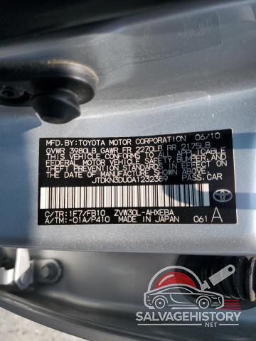 JTDKN3DU0A1232389 2010 TOYOTA PRIUS photo no. 12