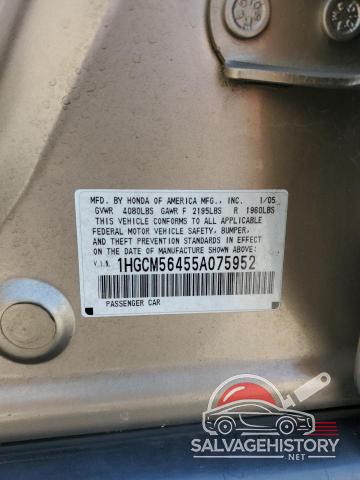 1HGCM56455A075952 2005 HONDA ACCORD photo no. 12