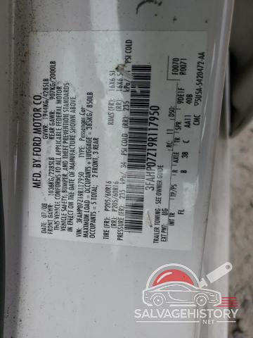 3FAHP07Z19R117950 2009 FORD FUSION photo no. 12