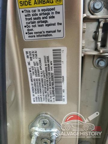 5J6RE48789L000822 2009 HONDA CRV photo no. 12