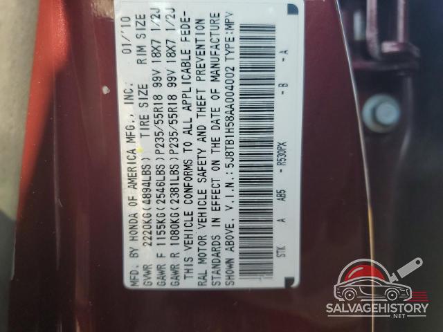 5J8TB1H58AA004002 2010 ACURA RDX photo no. 12