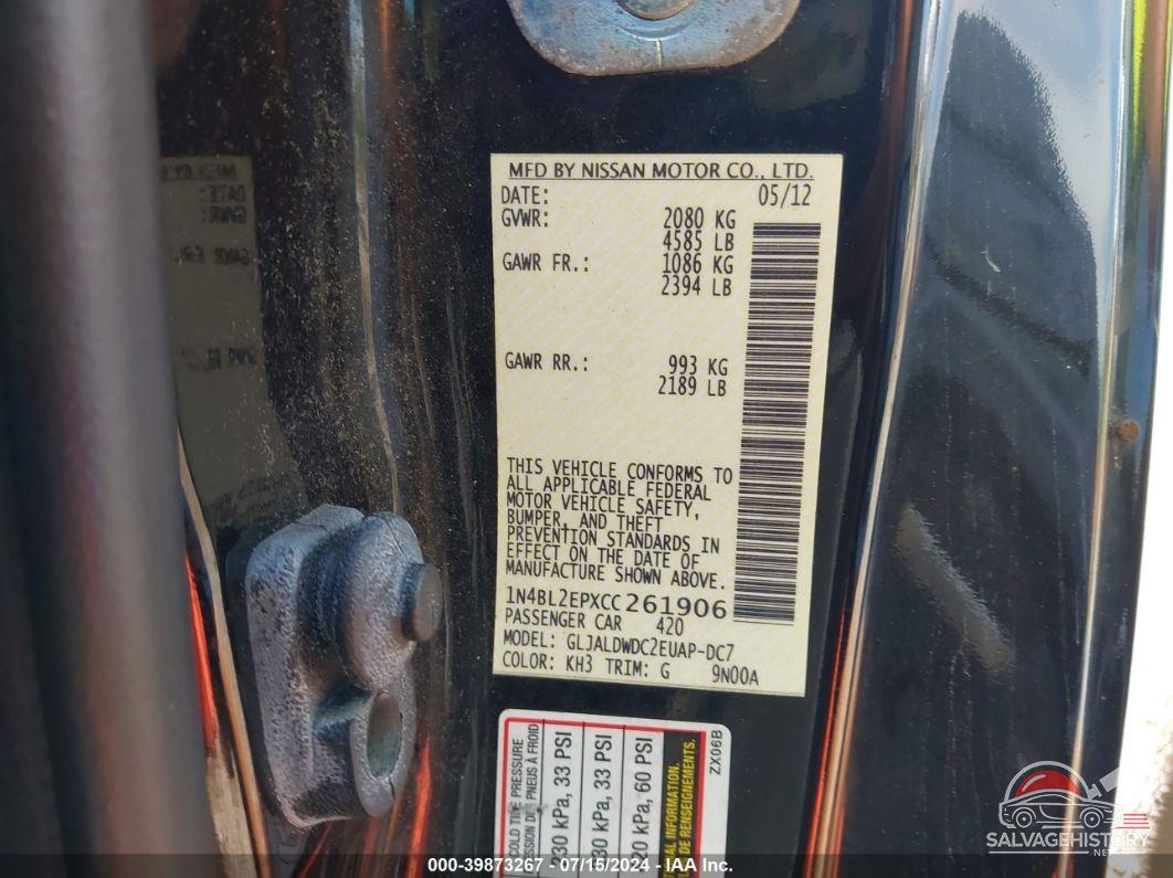 1N4BL2EPXCC261906 2012 NISSAN ALTIMA photo no. 9