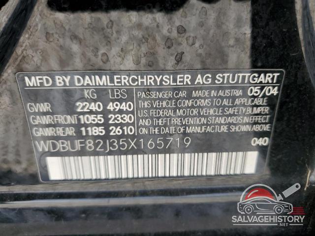 WDBUF82J35X165719 2005 MERCEDES-BENZ E-CLASS photo no. 12